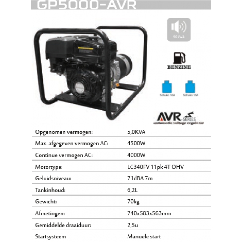 Genermore generator GP5000-AVR toolsandco.be - GP5000-AVR-TOU