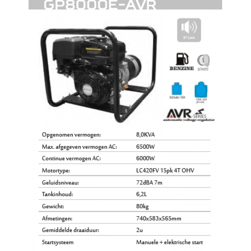 Genermore generator GP8000E-AVR toolsandco.be - GP8000E-AVR-TOU