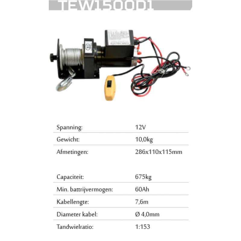 Winch TEW1500-D1 Agrodieren - TEW1500D1-TOU